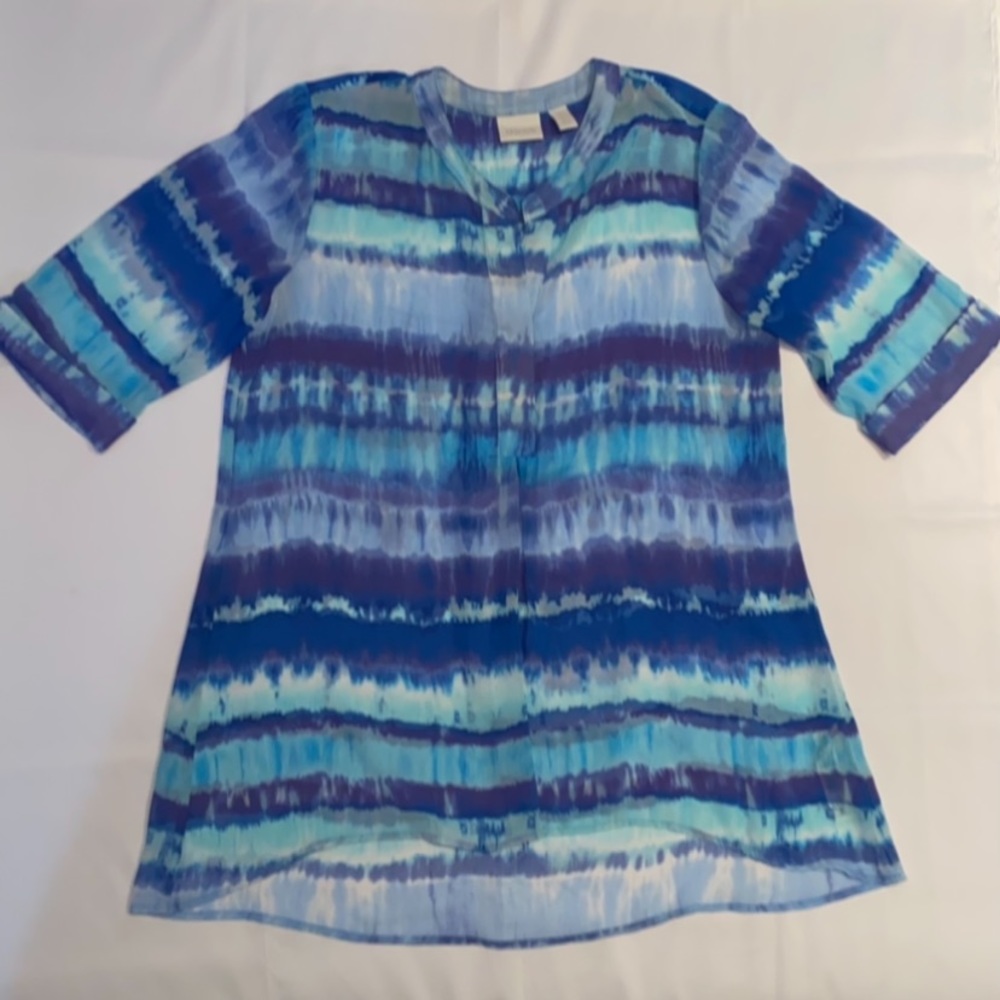 Chico’s Patterned See-Thru Blouse - image 1